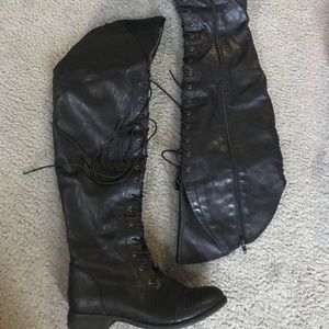 Over-the-knee Lace Up Combat Boot